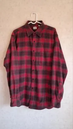 ユニクロ フランネルチェックシャツ Lサイズ 赤 黒 バッファローチェック