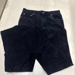 ブラック コーデュロイ ストレートレッグパンツ 履きやすい おしゃれ 長ズボン
