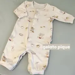 ジェラピケ ロンパース くすみピンク 動物柄(50~70cm)