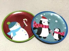 クリスマスプレート 2枚セット ペンギン 雪だるま