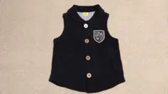 ムージョンジョン ベスト Vネック ボタン 110 黒色 キッズ 子供服