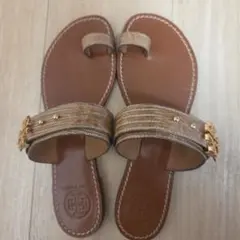 TORY BURCH トリーバーチ ロゴ パイソン フラットサンダル 25cmのサムネイル