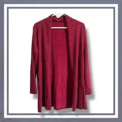 PREZZO プリーツ加工が施されたレッドカラーのニットカーディガン