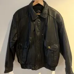 Authentic leather牛革　 短丈ボンバージャケット　vintage