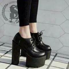 編み上げ レースアップ 厚底 太ヒール`