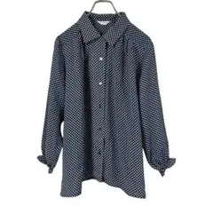 シフォンドットブラウス　黒　レディース　トップス　レトロ　シニア　ミセス　シャツ