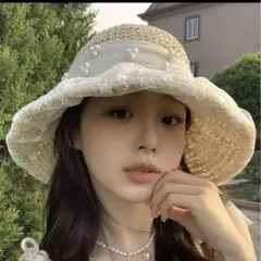 麦わら帽子レディース サンハット 大きなつば ビーチ帽子 日焼け対策