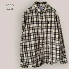 コーエン coen コットンリネンシャツ　チェック　ネルシャツ　長袖　メンズ　S