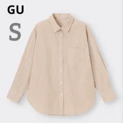 極美品★GU ストライプオーバーサイズシャツ　ベージュ　S 長袖
