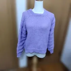 ラベンダー ニットセーター 長袖