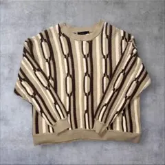 古着 vintage 総柄ニット ストライプ 立体編み RAGEBLUE