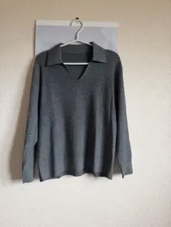 モンブラン様ウォッシャブルニットリブポロセーター XXL