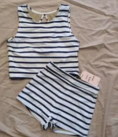 チャオパニックティピー セパレート水着 Mサイズ 白ネイビーのストライプ