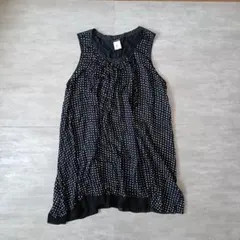 pas de calais ドット柄 アシンメトリー チュニック ネイビーのサムネイル