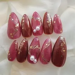 現品 ネイルチップ フラッシュ マグネット ボルドー レッド マグネット