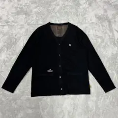 ネイバーフッド ワンポイント刺繍 Vネック コットンカーディガン XL ブラックのサムネイル
