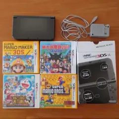 Nintendo 3DS LL メタリックブラック本体　ゲームソフト4本セット