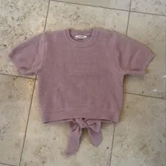 SONA 半袖ニット　リボン　背中リボン　ピンク