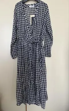 新品 SOIL コットンチェックカシュクールワンピース DOORS