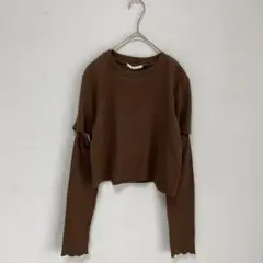 【RETRO GIRL】長袖　レイヤードスタイル　2way リブ　カットソー　茶