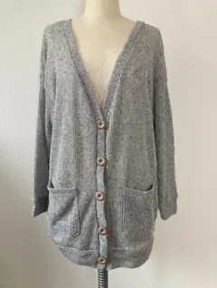 美品 natural couture 長袖カーディガン 羽織り ライトグレー