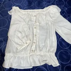 お花襟　ホワイトブラウス