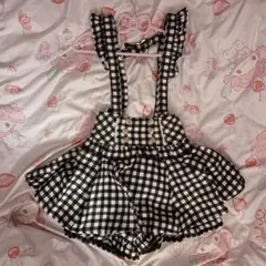 LIZLISA リズリサ ギンガムチェックツイードサスペンダー付きスカパン