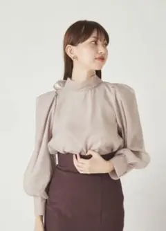 SNIDEL オーガンシースルーブラウス モカ