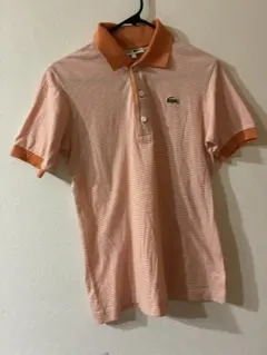 CHEMISEL LACOSTE半袖ポロシャツ オレンジ系 ストライプ42