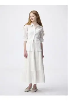 GU ティアードマキシスカート　オフホワイト　L