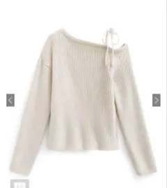 ワンショルダーリブニットトップス