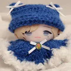ぬい服 10cmぬい 猫耳ケープセット にじぱぺっと対応 星柄ラメ 青 ファー