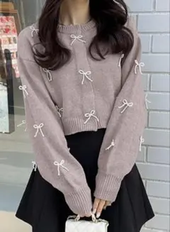 GRL パールリボンニットカーディガン[tu1040]