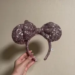 【値下げ】【ディズニー】ミッキー耳カチューシャ ピンク スパンコール