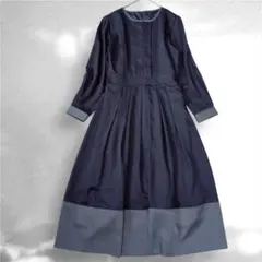 【美品】ティアクラッセ ロングワンピース フレア バイカラー セレモニー 結婚式