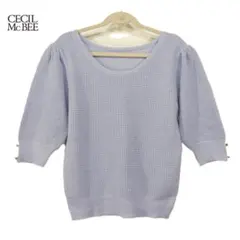 CECIL McBEE　ニット キラキラ　ビジュー　五分袖　M