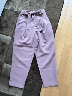 GU　テーパードパンツ　ウエストリボン　ゴム　ピンク