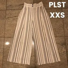プラステ　PLST リネンブレンドワイドパンツ　サイズXXS ストライプ　白　黒