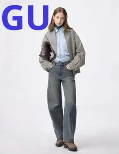 【XL】GU バレルレッグジーンズ 丈長め 81cm 高身長(補正あり79cm)