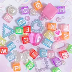 【76】アルファベット イニシャル ビーズ まとめ売り セット カラフル