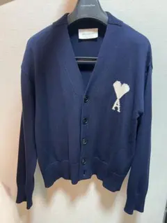 AMI Paris アミパリス カーディガン ハートロゴ ニット ネイビー Sのサムネイル
