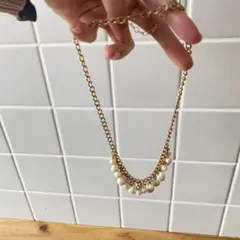 ゴールドチェーン ホワイトパール ネックレス