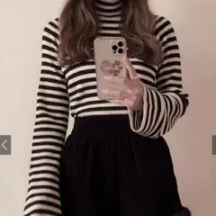 GRL ボーダー柄フレアスリーブニットトップス k9086b