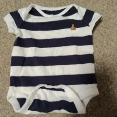ストライプ 半袖くまロンパース