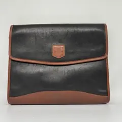 CELINE レザー クラッチバッグ 黒/茶 レディース
