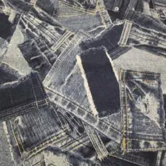 デニム柄 デニム調 オックス ブルー 1m 生地 はぎれ ハギレ
