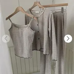 JIMJAMIE 胸パッド付ボーダーデザインセットアップパジャマ　ルームウェア