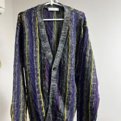 INHERIT ストライプ柄 ニットカーディガン