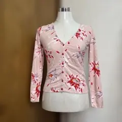 ブルーガール ブルーマリン 花柄カーディガン 春ニット イタリア製 白