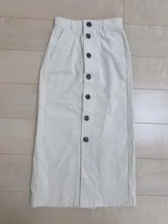GU コーデュロイ スカート レディース Sサイズ ロング丈 アイボリー